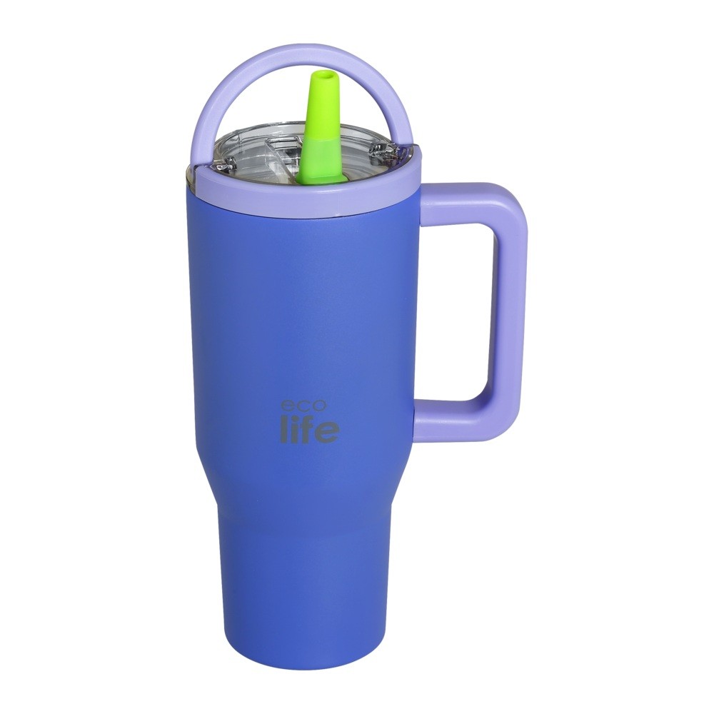 Ποτήρι Θερμός Tumbler 2 Handles Lid 900ml Blue Purple, ecolife